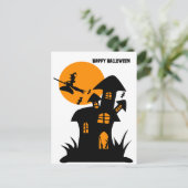 Happy Halloween Witch spookhuis Feestdagenkaart (Staand voorkant)