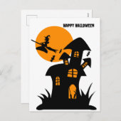 Happy Halloween Witch spookhuis Feestdagenkaart (Voorkant / Achterkant)