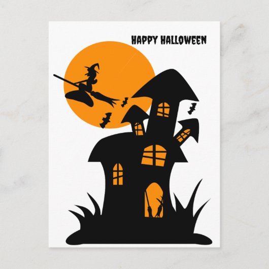 Happy Halloween Witch spookhuis Feestdagenkaart (Voorkant)