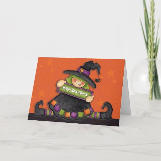 Happy Halloween Witch - Wenskaart Kaart (Voorkant)