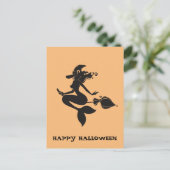 Happy Halloween Witch Zeemeermin op Broom Briefkaa Briefkaart (Staand voorkant)