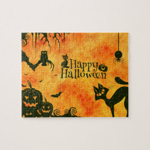 Happy Halloween Witches Cats Spiders Eigenaars van Legpuzzel