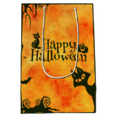 Happy Halloween Witches Cats Spiders Eigenaars van Medium Cadeauzakje (Achterkant)