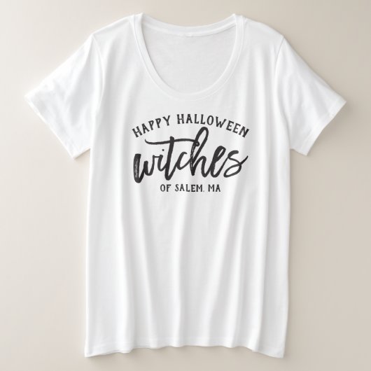 Happy Halloween Witches Modern Black Script Womens Grote Maat T-shirt (Design voorkant)