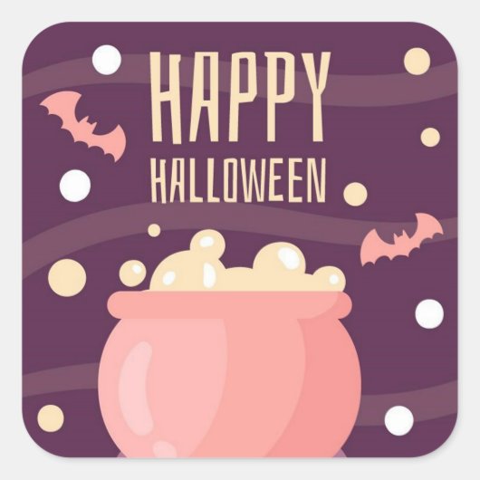 Happy Halloween Witches Pot Vierkante Sticker (Voorkant)