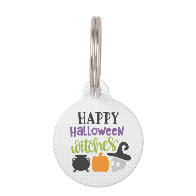 Happy Halloween Witches Stethoscope ID Label Huisdierpenning (Voorkant)