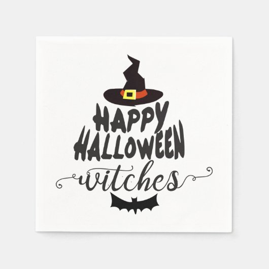 Happy Halloween Witches Typography Halloween Servet (Voorkant)