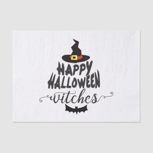 Happy Halloween Witches Typography Halloween Tissuepapier (Voorkant)