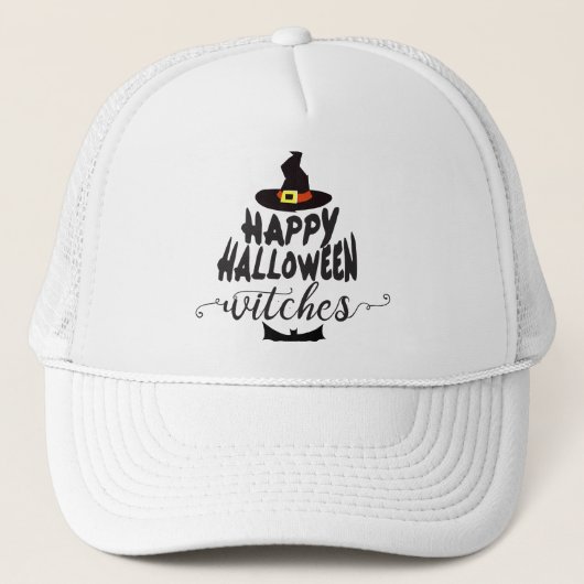 Happy Halloween Witches Typography Halloween Trucker Pet (Voorkant)