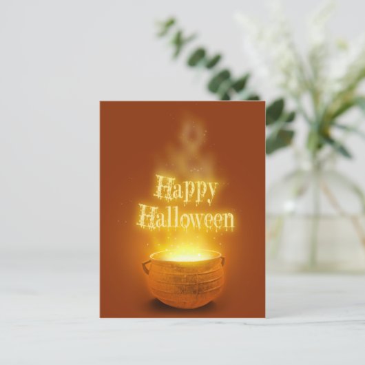 Happy Halloween Witch's Caldron Briefkaart (Staand voorkant)