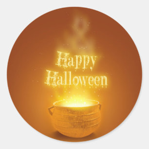Happy Halloween Witch's Caldron Ronde Sticker
