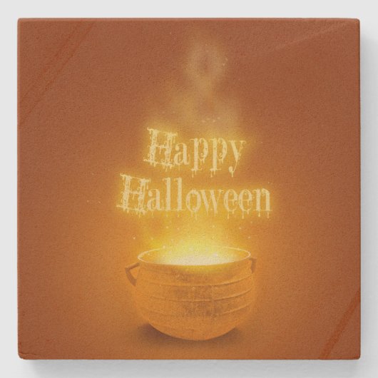 Happy Halloween Witch's Caldron Stenen Onderzetter (Voorkant)