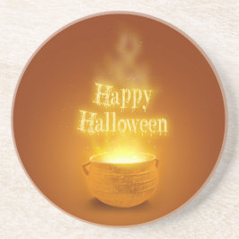 Happy Halloween Witch's Caldron Zandsteen Onderzetter