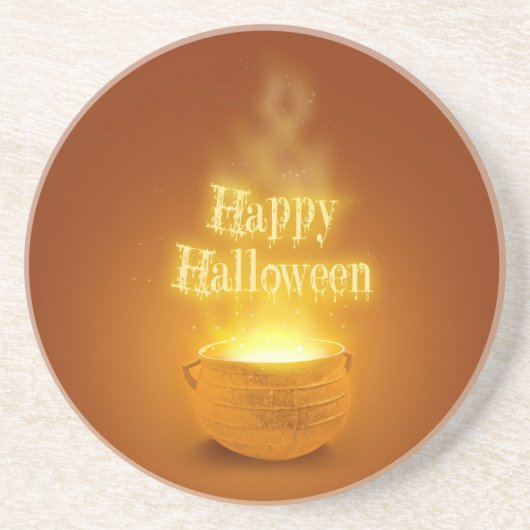 Happy Halloween Witch's Caldron Zandsteen Onderzetter (Voorkant)