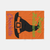 Happy Halloween Witch's Pet op Sinaasappel geperso Fleece Deken (Voorkant (Horizontaal))