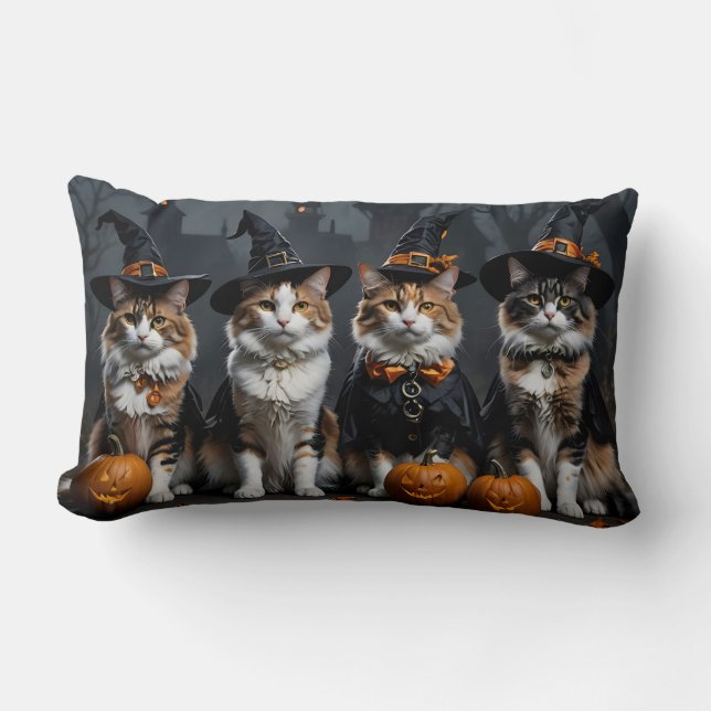 Happy Halloween Witchy Cats Kussen (Voorkant)