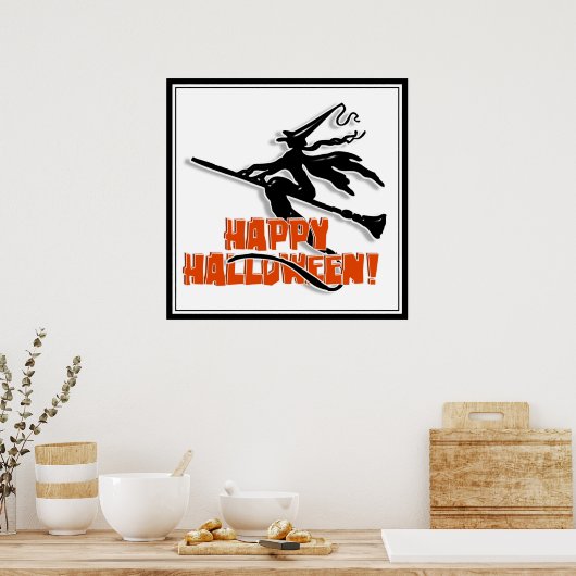 Happy Halloween Witchy Silhouette Poster (Keuken)