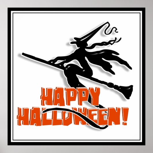 Happy Halloween Witchy Silhouette Poster (Voorkant)