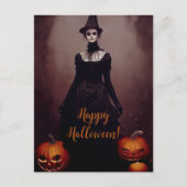 Happy Halloween with a witch in Gothic dress. Briefkaart (Voorkant)