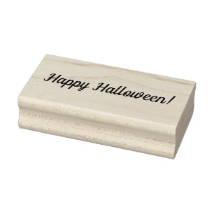 Happy Halloween Wooden Block Mounched Rubber Stamp Rubberstempel