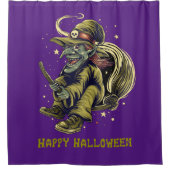 Happy Halloween Wyed Flying Witch Douchegordijn (Voorkant)