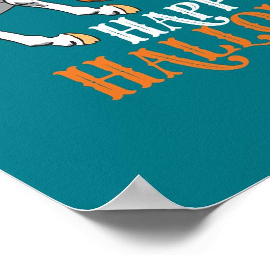 Happy Halloween Y'all Cowboy Ghost Riding Horse Poster (Hoek)