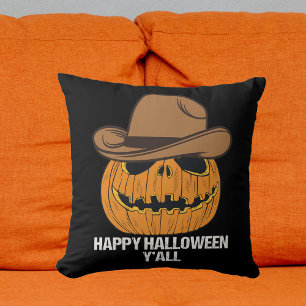 Happy Halloween Y'all Funny Cowboy Jack O Lantern Kussen