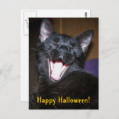 Happy Halloween Yawn Black Cat Briefkaart (Voorkant / Achterkant)