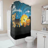 Happy Halloween Yorkie Douchegordijn (In situ)