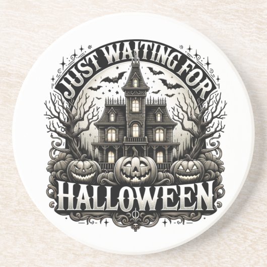 Happy halloween zandsteen onderzetter (Voorkant)