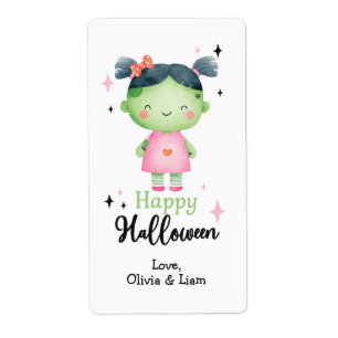 Happy Halloween Zombie Girl Aangepaste Verzendlabe Etiket