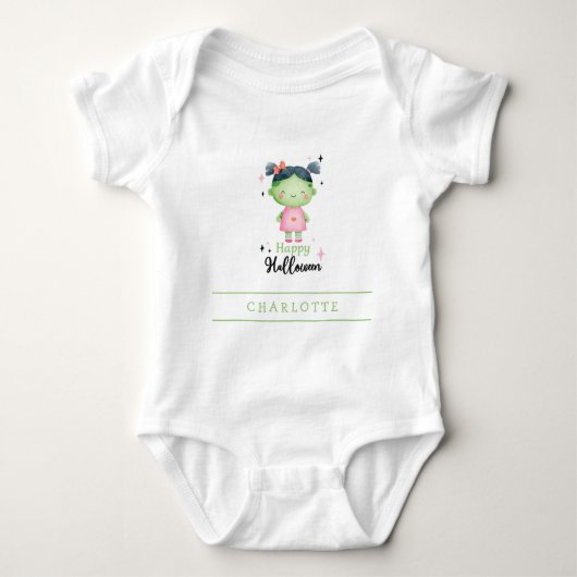 Happy Halloween Zombie Girl Custom Baby Bodysuit (Voorkant)