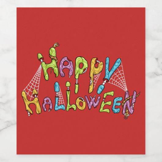 Happy Halloween - Zombie Graffiti Wijn Etiket (Enkel label)