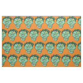 Happy Halloween Zombie Pattern Green Sinaasappel Stof (Fat Quarter)