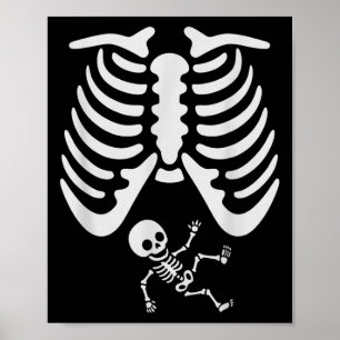 Happy Halloween Zwanger Baby Skelet Spooky Zeeen Poster