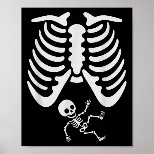 Happy Halloween Zwanger Baby Skelet Spooky Zeeen Poster (Voorkant)