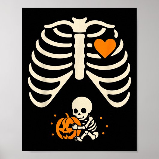 Happy Halloween Zwanger Baby Skelet Spooky Zeeen Poster (Voorkant)