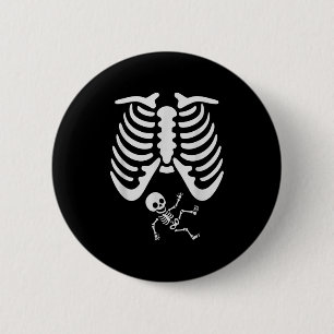 Happy Halloween Zwanger Baby Skelet Spooky Zeeen Ronde Button 5,7 Cm