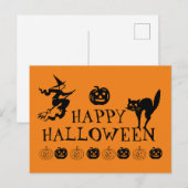Happy Halloween zwart en oranje spooky Briefkaart (Voorkant / Achterkant)