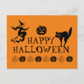 Happy Halloween zwart en oranje spooky Briefkaart (Voorkant)