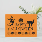 Happy Halloween zwart en oranje spooky Kaart (Staand voorkant)