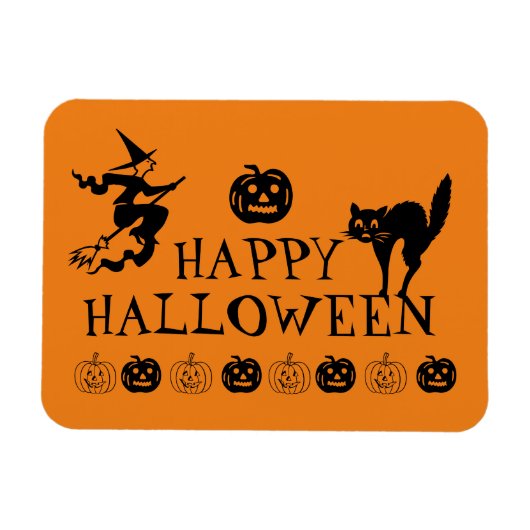 Happy Halloween zwart en oranje spooky Magneet (Horizontaal)