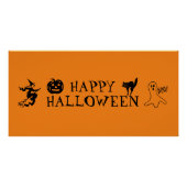 Happy Halloween zwart en oranje spooky Poster (Voorkant)