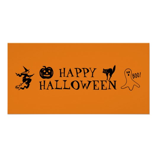 Happy Halloween zwart en oranje spooky Poster (Voorkant)
