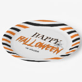 Happy Halloween zwart en Sinaasappel patroon Papieren Bordje (Gekanteld)