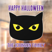 Happy Halloween zwart kat geel ogen Familienaam Raamsticker (Vel 2)