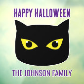 Happy Halloween zwart kat geel ogen Familienaam Raamsticker (Vel 3)