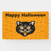 Happy Halloween zwart kattengezicht Star Sinaasap Spandoek (Horizontaal)