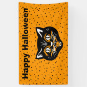 Happy Halloween zwart kattengezicht Star Sinaasap Spandoek (Verticaal)