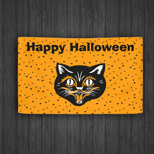 Happy Halloween zwart kattengezicht Star Sinaasap Spandoek